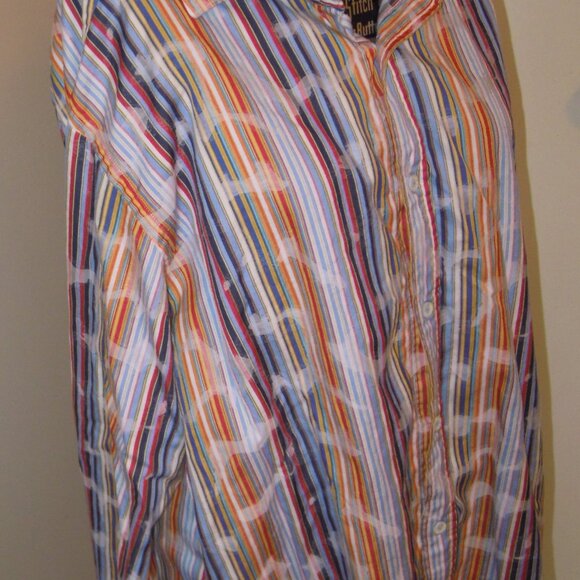 Bugatchi Uomo Men's Long Sleeve Flip Cuff Button Shirt Size XL EUC Striped Exc - Picture 7 of 8